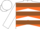 Silk - WHITE, Orange Chevrons, Brown Hoops on