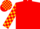 Silk - Red, Gold M in Block Frame, Red Blocks