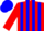 Silk - Red, blue stripes, red sleeves, blue cap