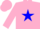 Silk - PINK, blue star, blue bars on pink