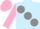 Silk - Light Blue, large Grey spots, Pink sleeves and cap