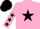 Silk - PINK, black star, black stars on sleeves, black cap