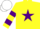 Silk - YELLOW, purple star, hooped sleeves, white cap