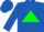 Silk - Royal blue, green 'R' in green triangle