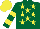Silk - Dark Green, Yellow stars, hooped sleeves, Yellow cap
