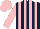 Silk - Dark blue and pink stripes, pink sleeves and cap