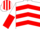 Silk - White and Red chevrons, halved sleeves, striped cap