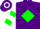 Silk - Purple, White 'G' on Green Diamond Hoop,
