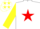 Silk - WHITE, red star, yellow sleeves, red cap, yellow stars
