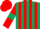 Silk - Dark Green and Red stripes, Red sleeves, Dark Green armlets, Red cap