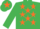 Silk - EMERALD GREEN, ORANGE stars, EMERALD GREEN sleeves, EMERALD GREEN cap, ORANGE star