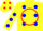 Silk - Yellow, Red Circle, Blue spots on