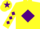 Silk - YELLOW, purple diamond & diamonds on sleeves, yellow cap, purple star