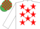 Silk - WHITE, red stars, white sleeves, emerald green & red check cap