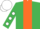Silk - EMERALD GREEN, orange panel, white spots on sleeves, white cap