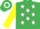 Silk - EMERALD GREEN, white stars, yellow sleeves, emerald green & white hooped cap