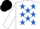 Silk - WHITE, royal blue stars, white sleeves, black cap