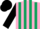 Silk - Pink and dark green stripes, black sleeves and cap
