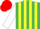 Silk - EMERALD GREEN & YELLOW STRIPES, white sleeves, red cap