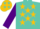 Silk - Turquoise, gold stars, purple sleeves,