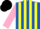 Silk - Royal Blue and Yellow stripes, Pink sleeves, Black cap