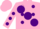 Silk - PINK, purple large spots, purple spots on