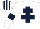 Silk - White, Dark Blue Cross of Lorraine and armlets, White and Dark Blue striped cap