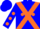 Silk - Blue, orange cross belts, orange spots