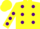 Silk - YELLOW, purple 'M', purple spots on