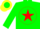 Silk - Green, Yellow Star on Red disc, Yellow &