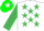 Silk - WHITE, emerald green stars, emerald green sleeves, em. green cap, white star
