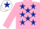Silk - PINK, dark blue stars, pink sleeves, white cap, dark blue star