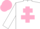 Silk - White, Pink Cross of Lorraine and cap