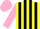 Silk - Yellow and black stripes, Pink sleeves and cap