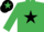 Silk - EMERALD GREEN, black star, black cap, emerald green star