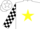 Silk - White, Yellow star, Black and White check sleeves