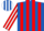 Silk - Royal Blue and Red stripes, Red and White striped sleeves, Royal Blue and White striped cap