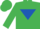 Silk - EMERALD GREEN, royal blue inverted triangle, emerald green cap