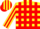 Silk - Yellow, red blocks, red stripes on