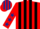 Silk - Red and Black stripes, Red sleeves, Dark Blue stars, striped cap