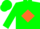 Silk - Green, green 'J' on orange diamond on