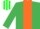 Silk - EMERALD GREEN, orange panel, green and white striped cap