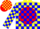 Silk - Yellow, red disc, blue blocks on red