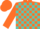 Silk - Orange and turquoise blocks, orange cap