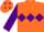 Silk - Orange, Purple triple diamond, sleeves and diamonds on cap
