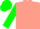 Silk - Coral, green 'K' on sleeves, green cap