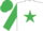 Silk - WHITE, emerald green star, sleeves & cap
