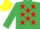 Silk - EMERALD GREEN, red stars, emerald green sleeves, yellow cap