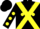 Silk - BLACK, yellow cross belts, yellow spots