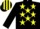 Silk - BLACK, yellow stars, striped cap
